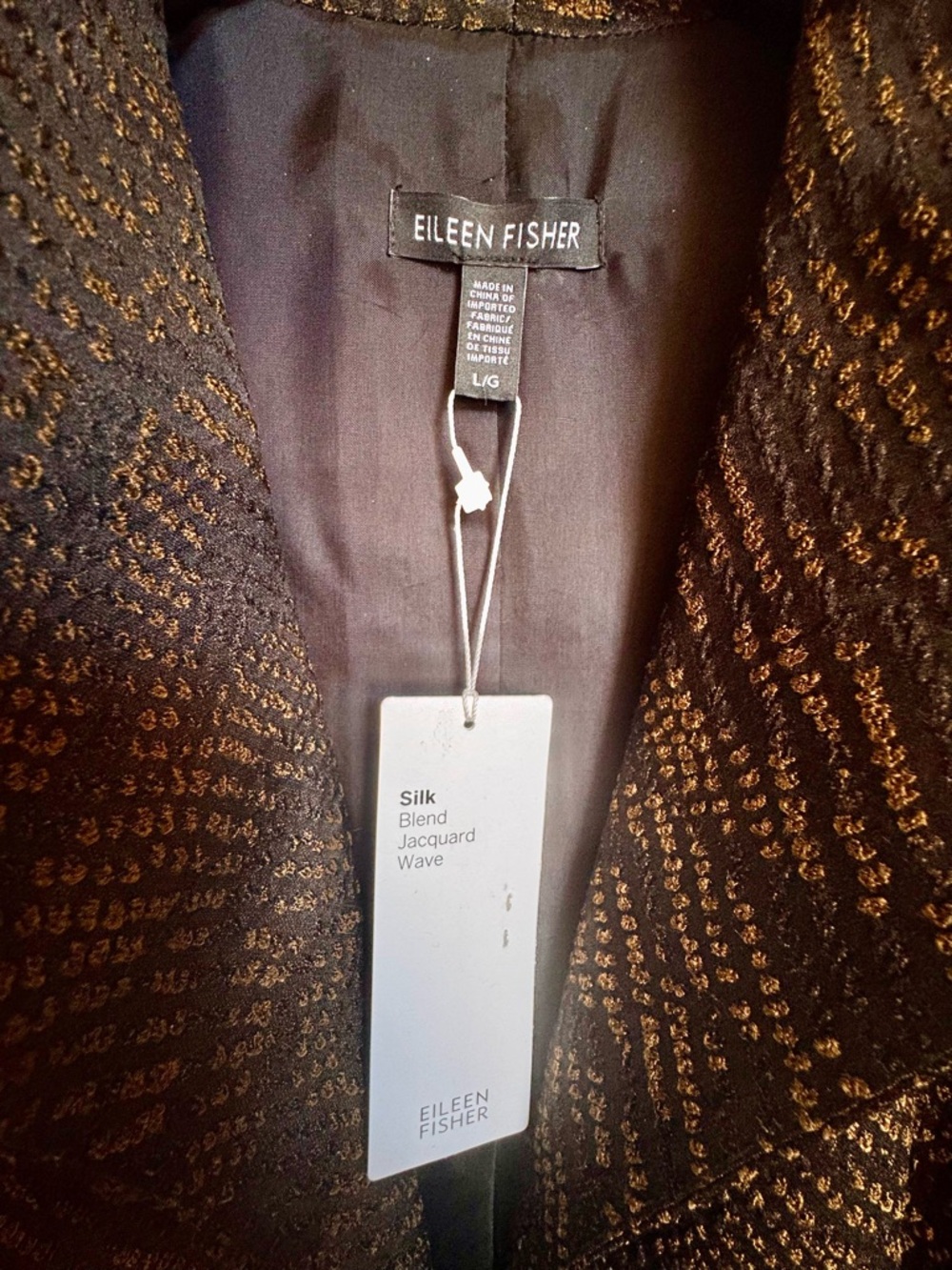 Eileen Fisher Silk Blend Jacquard Wave Blazer